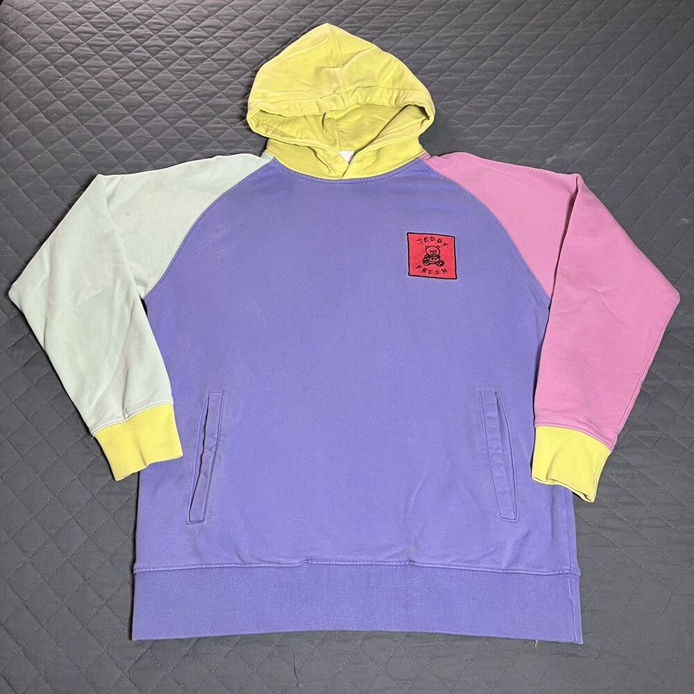 Teddy Fresh‎ Cotton Color Block Pastel Hoodie Unisex Medium Pullover - Medium